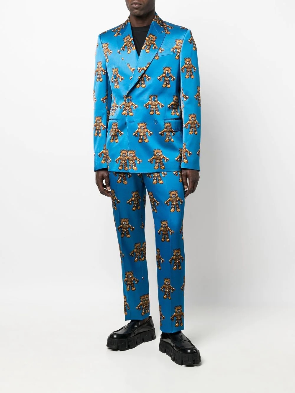 teddy bear-motif peak-lapels single-breasted suit - 2