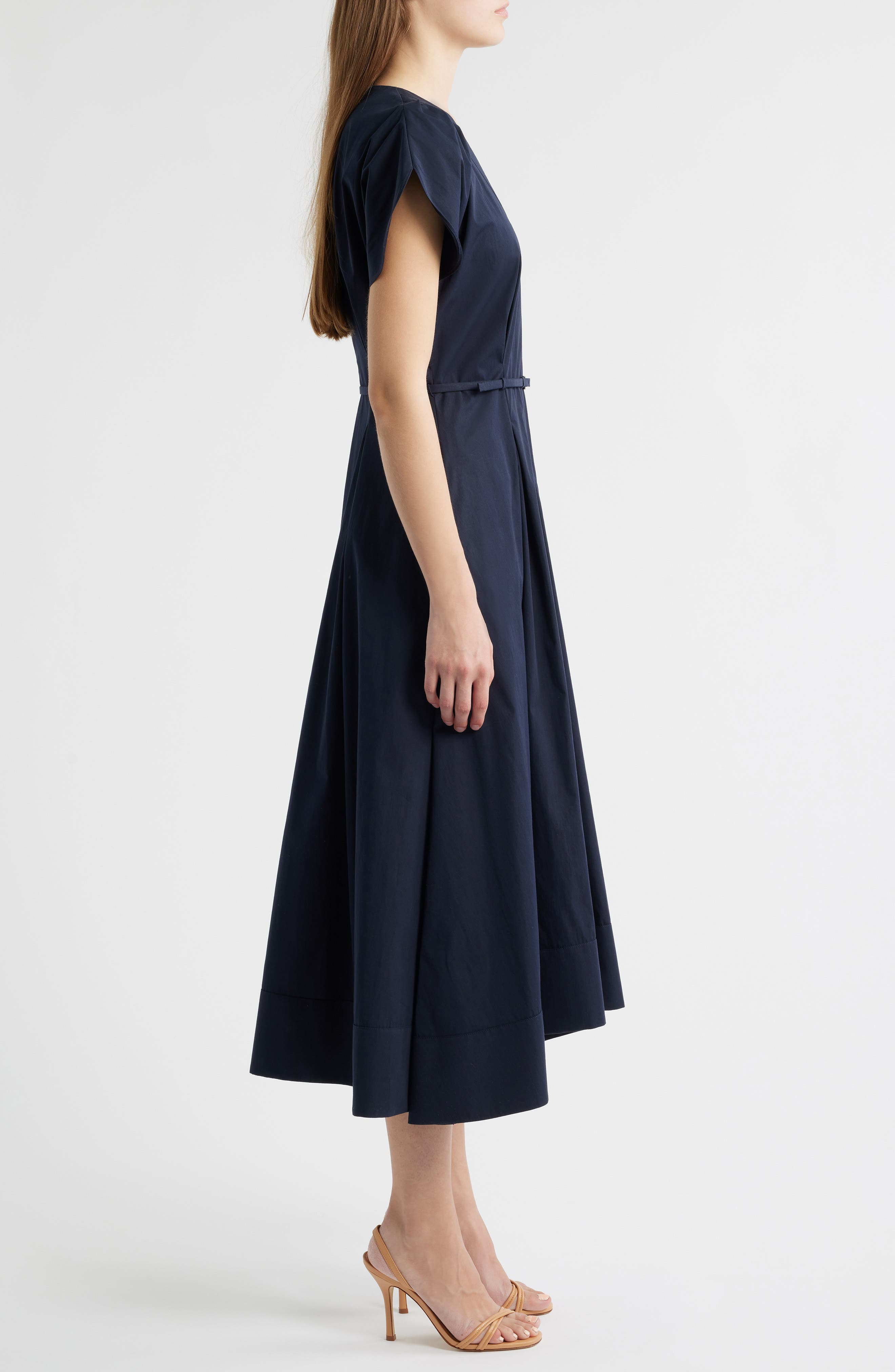 BOSS Demnilia Belted Cotton Blend Midi Dress in Sky Captain at Nordstrom - 3