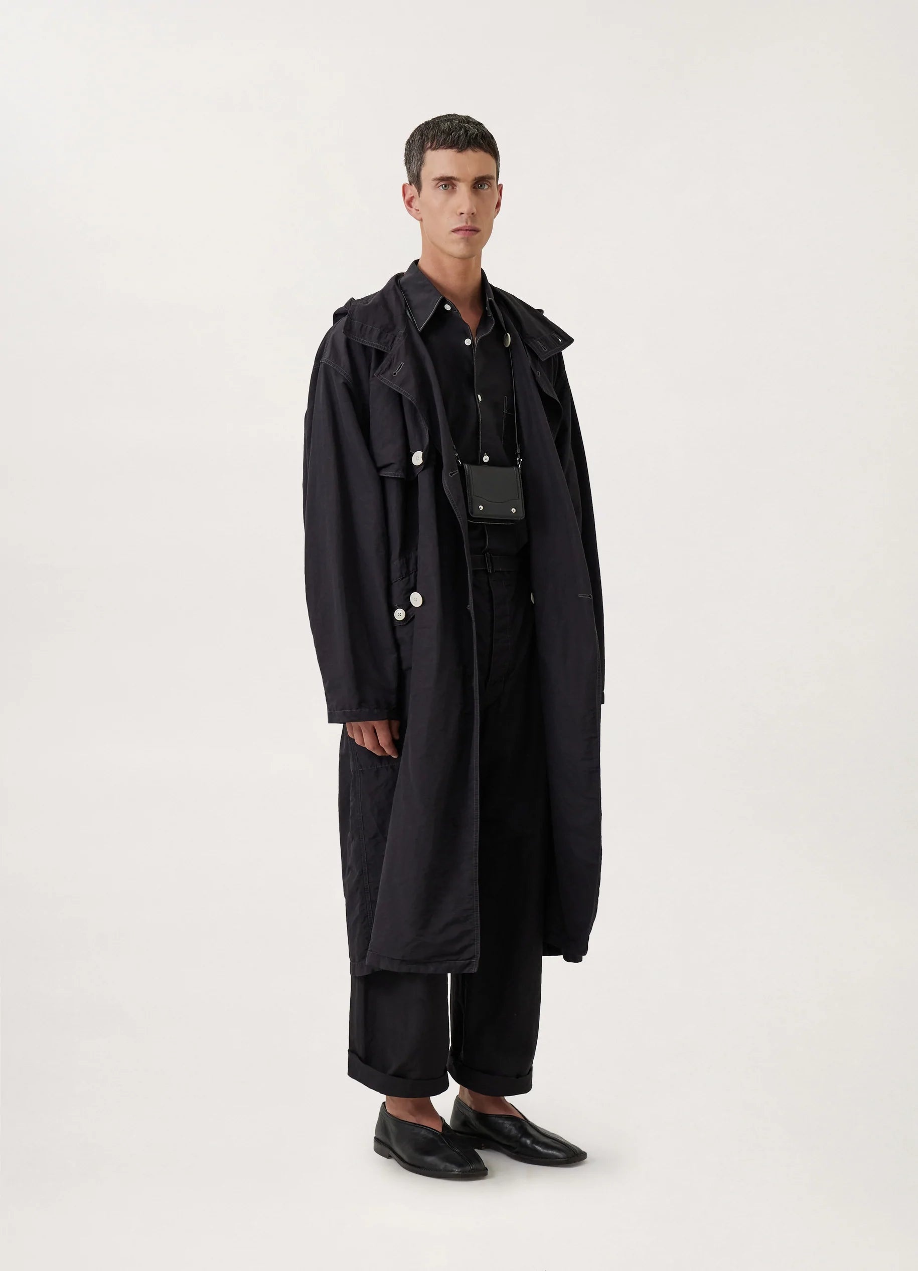 HOODED DOUBLE BREASTED PARKA
POLYAMIDE LINEN COTTON - 10