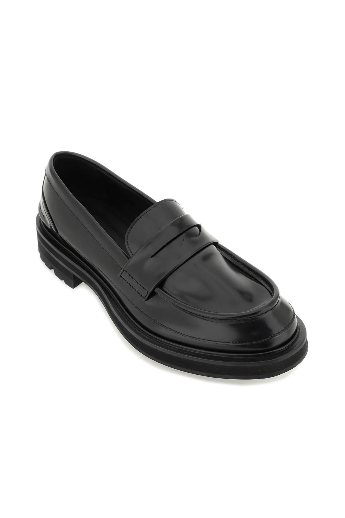 BRUSHED LEATHER PENNY LOAFERS - 4