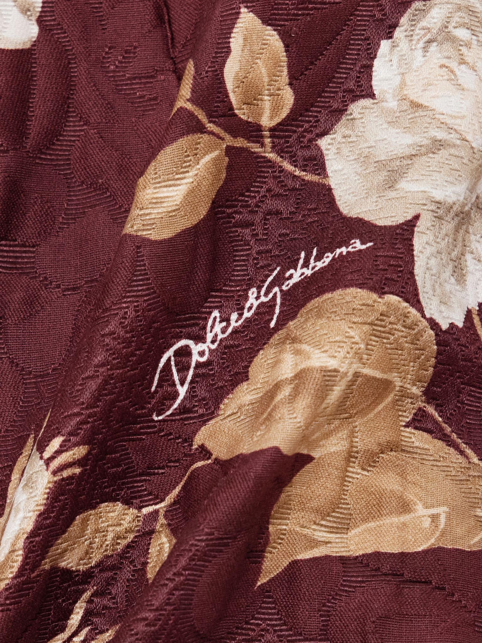Floral-print cotton-blend jacquard skirt Brown - 5