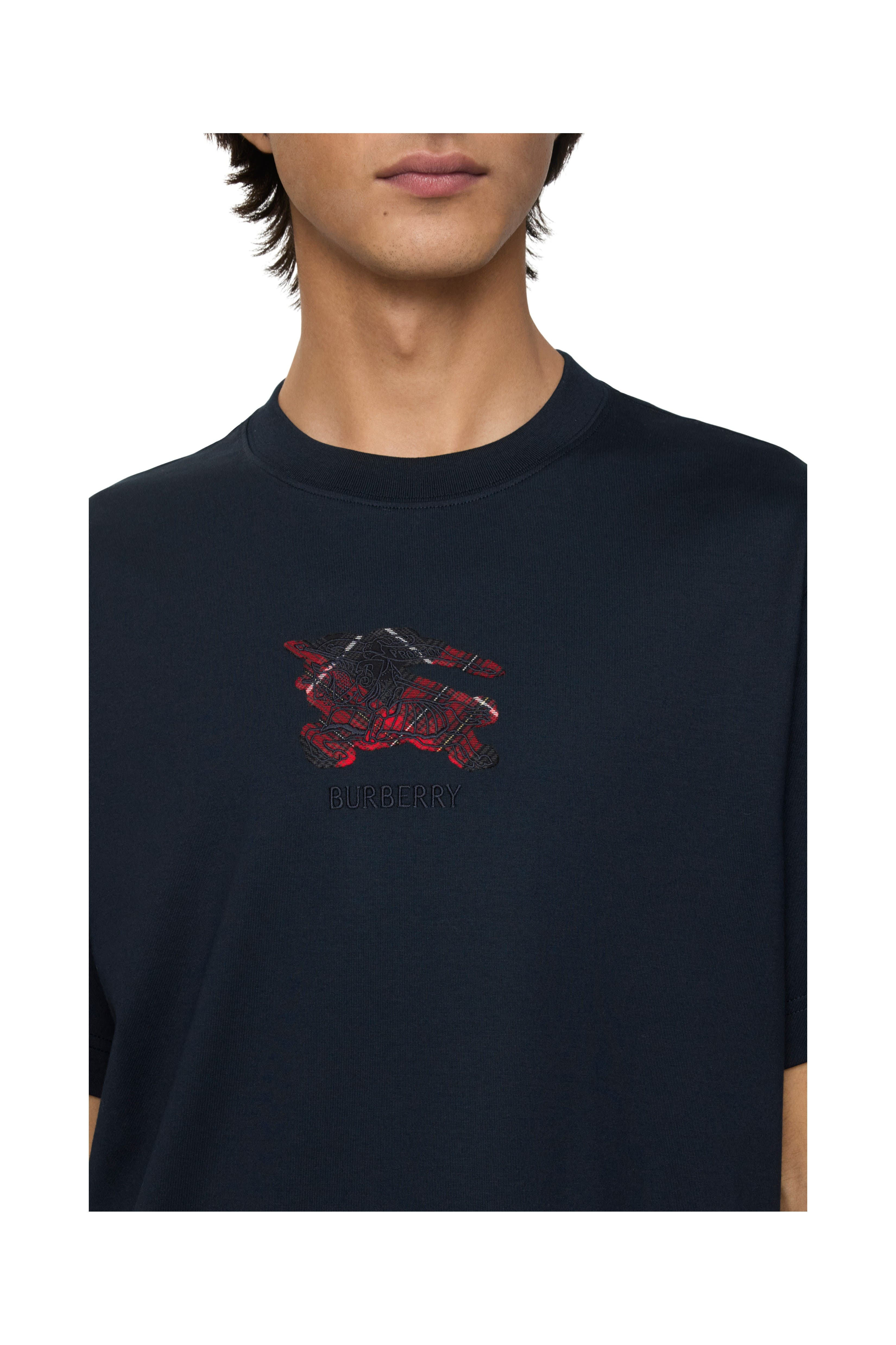 burberry EKD Check Cotton T-shirt in Navy at Nordstrom - 3