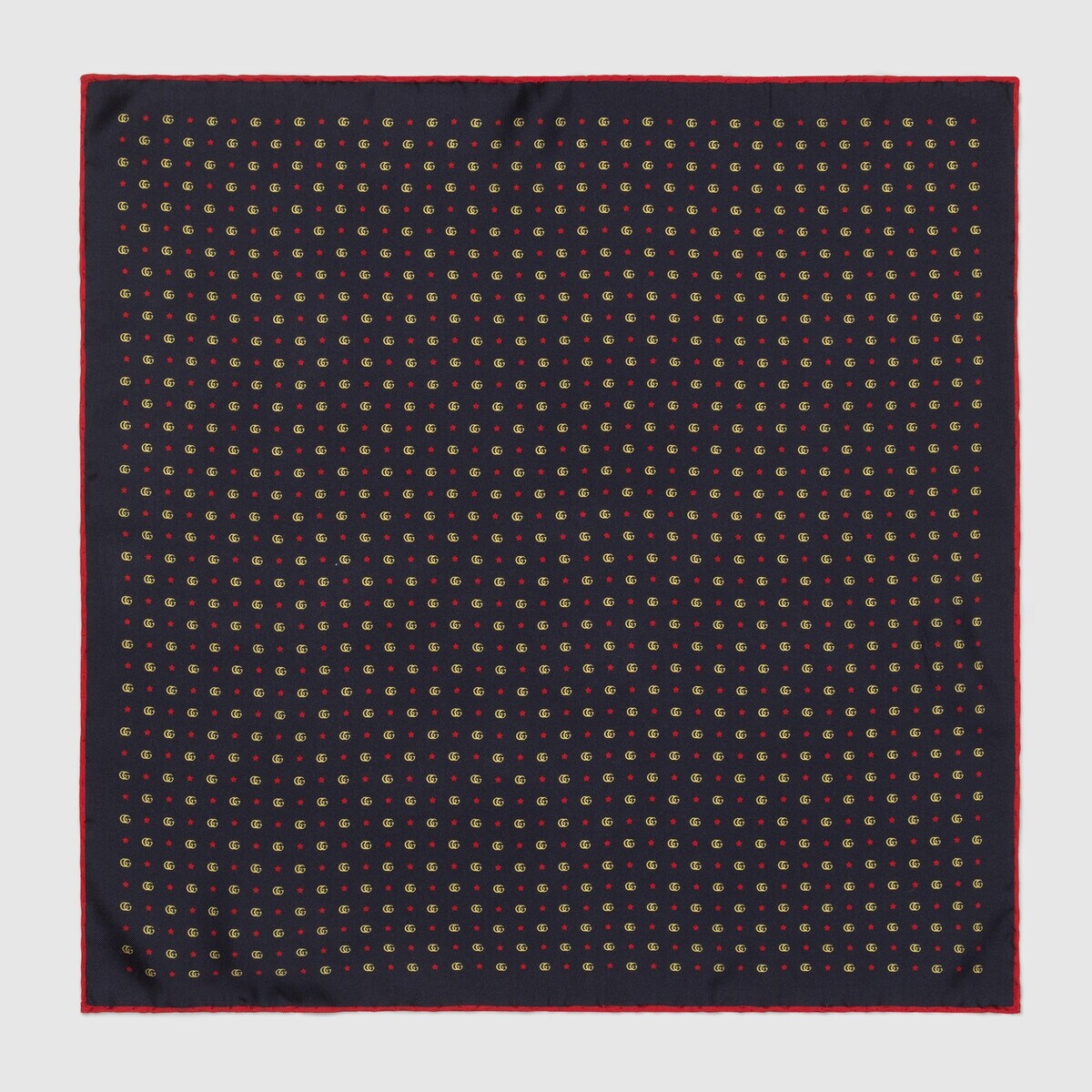 Double G and stars silk pocket square - 1