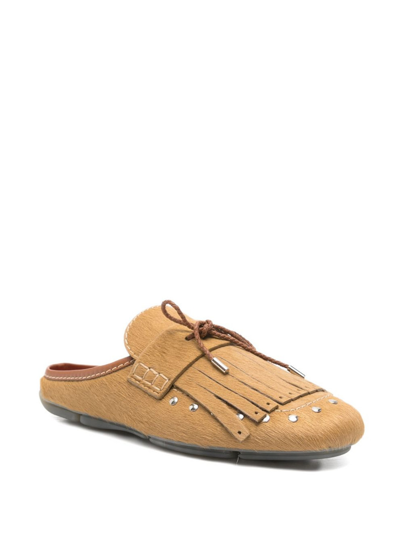WALES BONNER Montego calf-hair fringed mules outlook