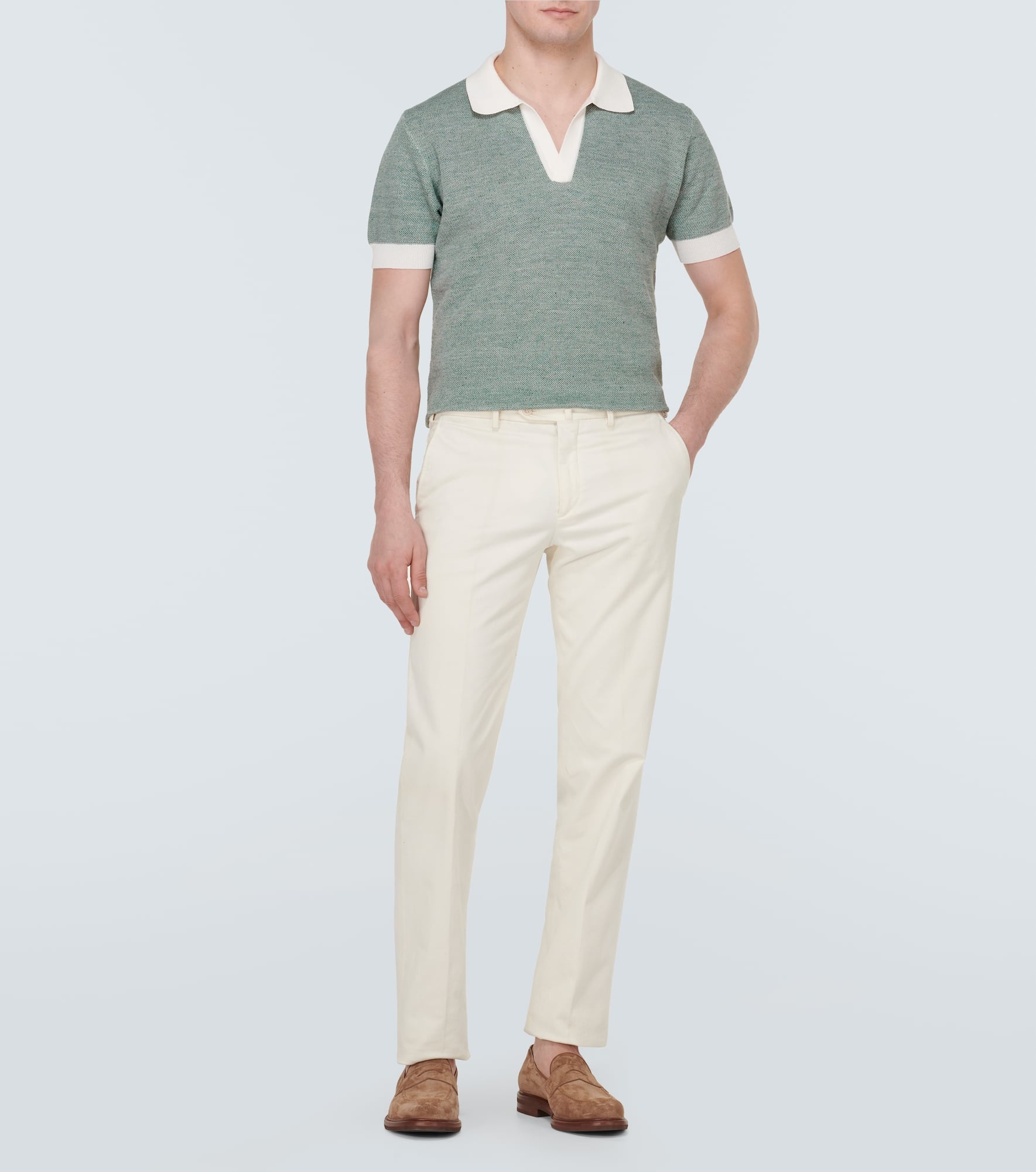 Cotton and linen polo shirt - 2