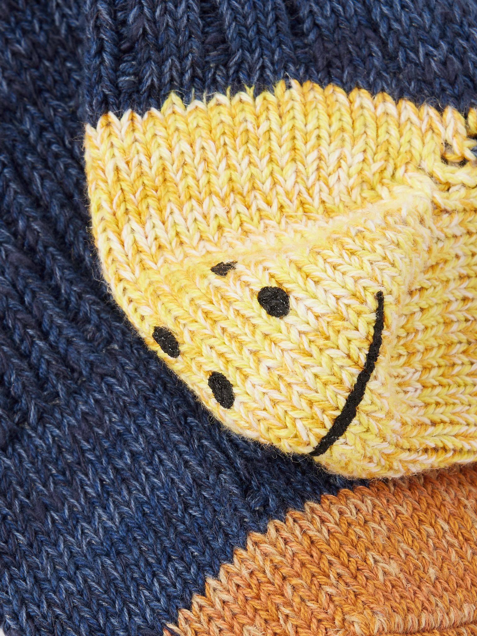 Intarsia Cotton and Hemp-Blend Socks Navy - 2