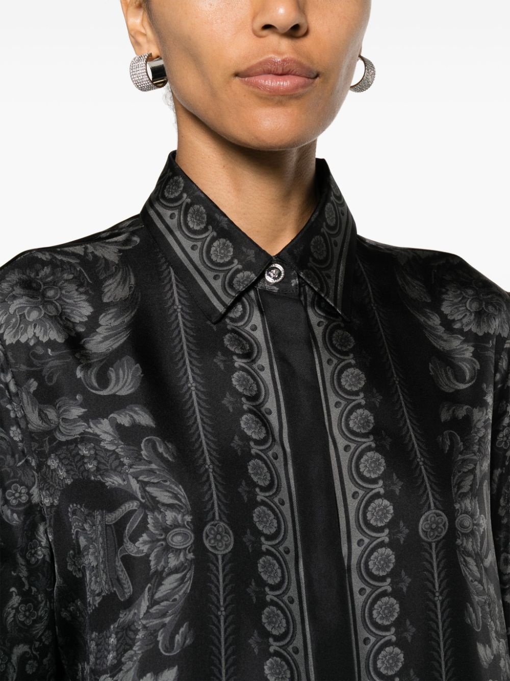 Barocco-print silk-twill shirt - 5