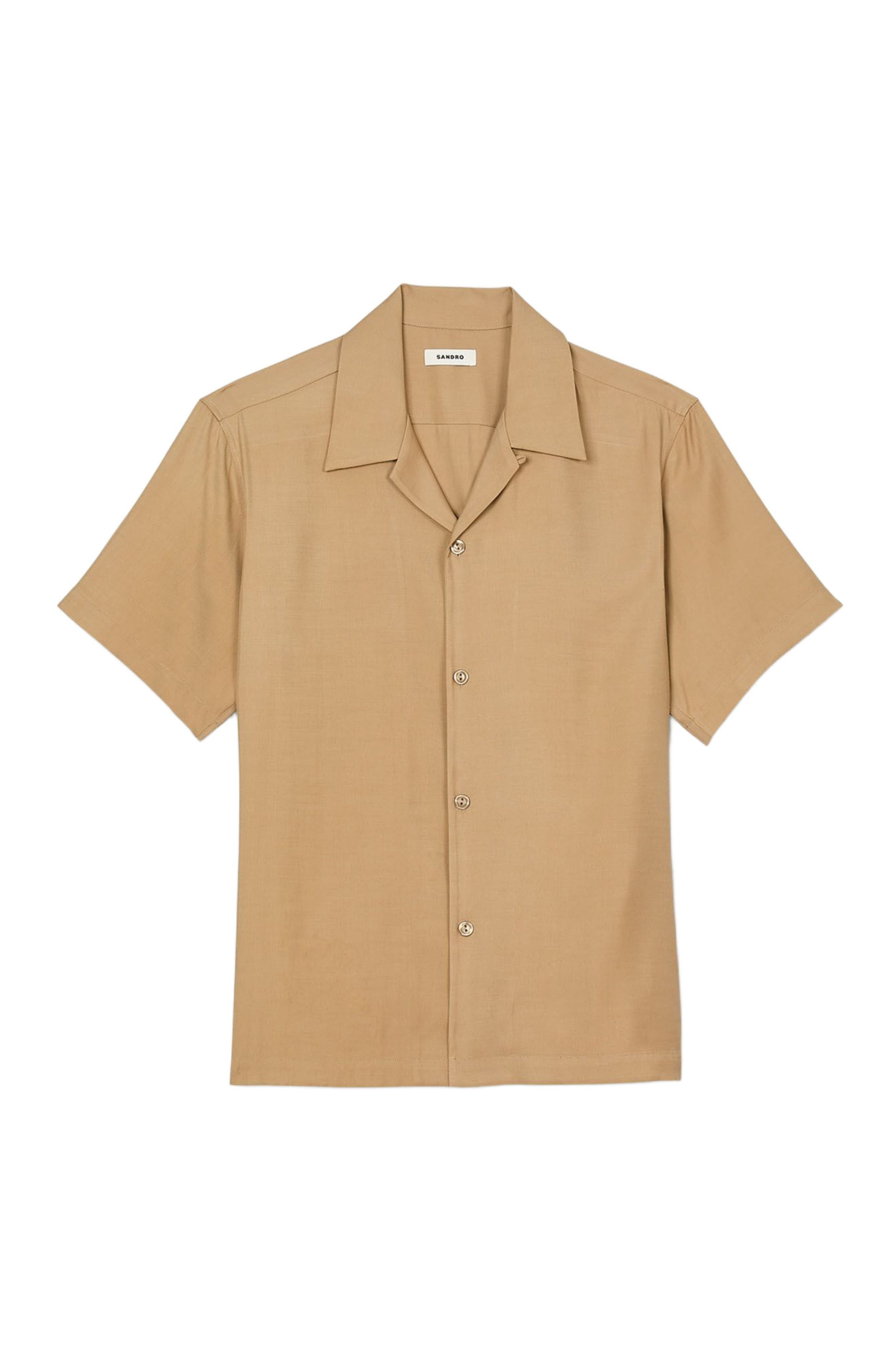 SANDRO Shark collar shirt in Nut at Nordstrom - 5