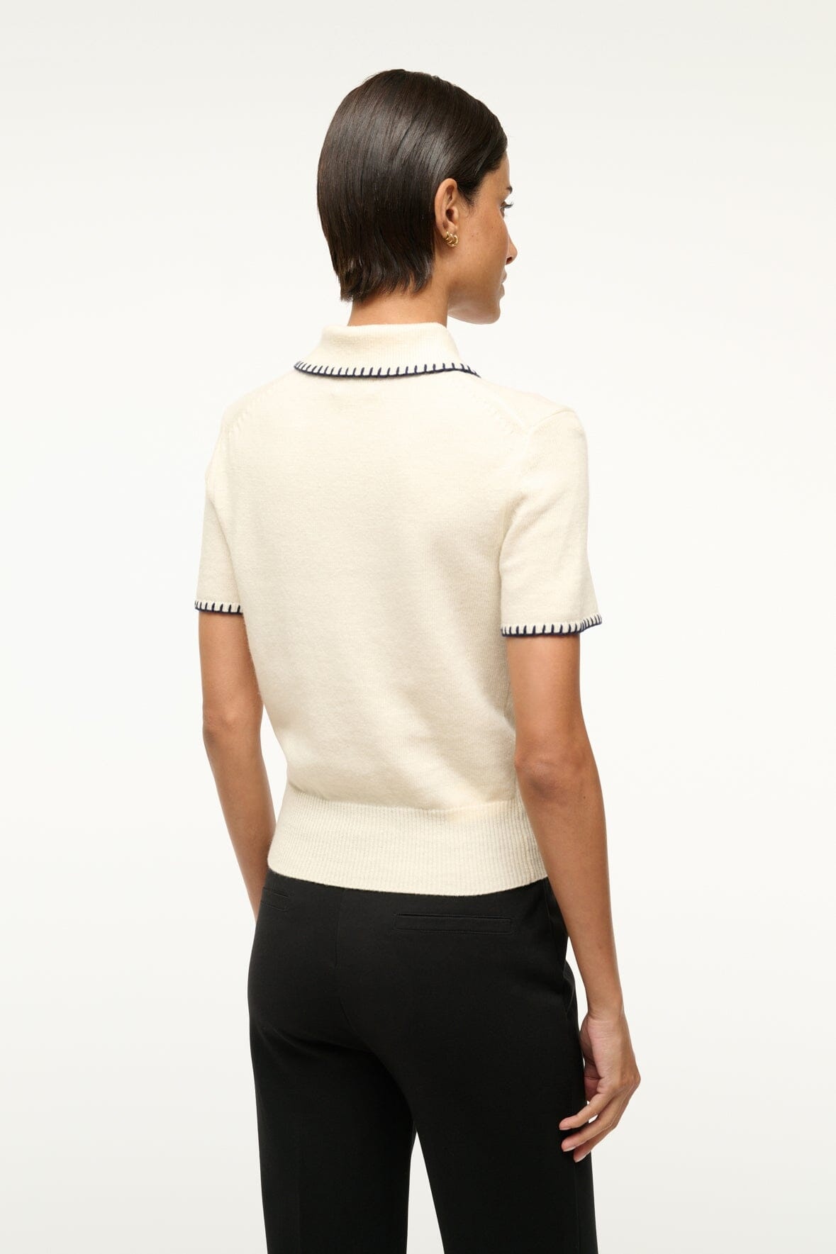 STAUD WINDSOR TOP IVORY NAVY - 3