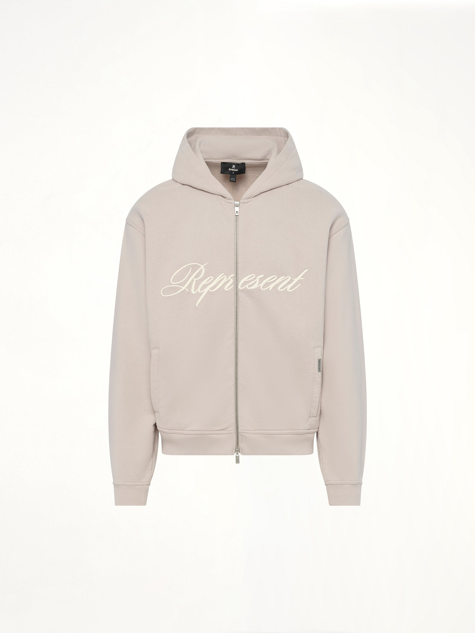 Script Logo Zip Hoodie in Concrete - 2