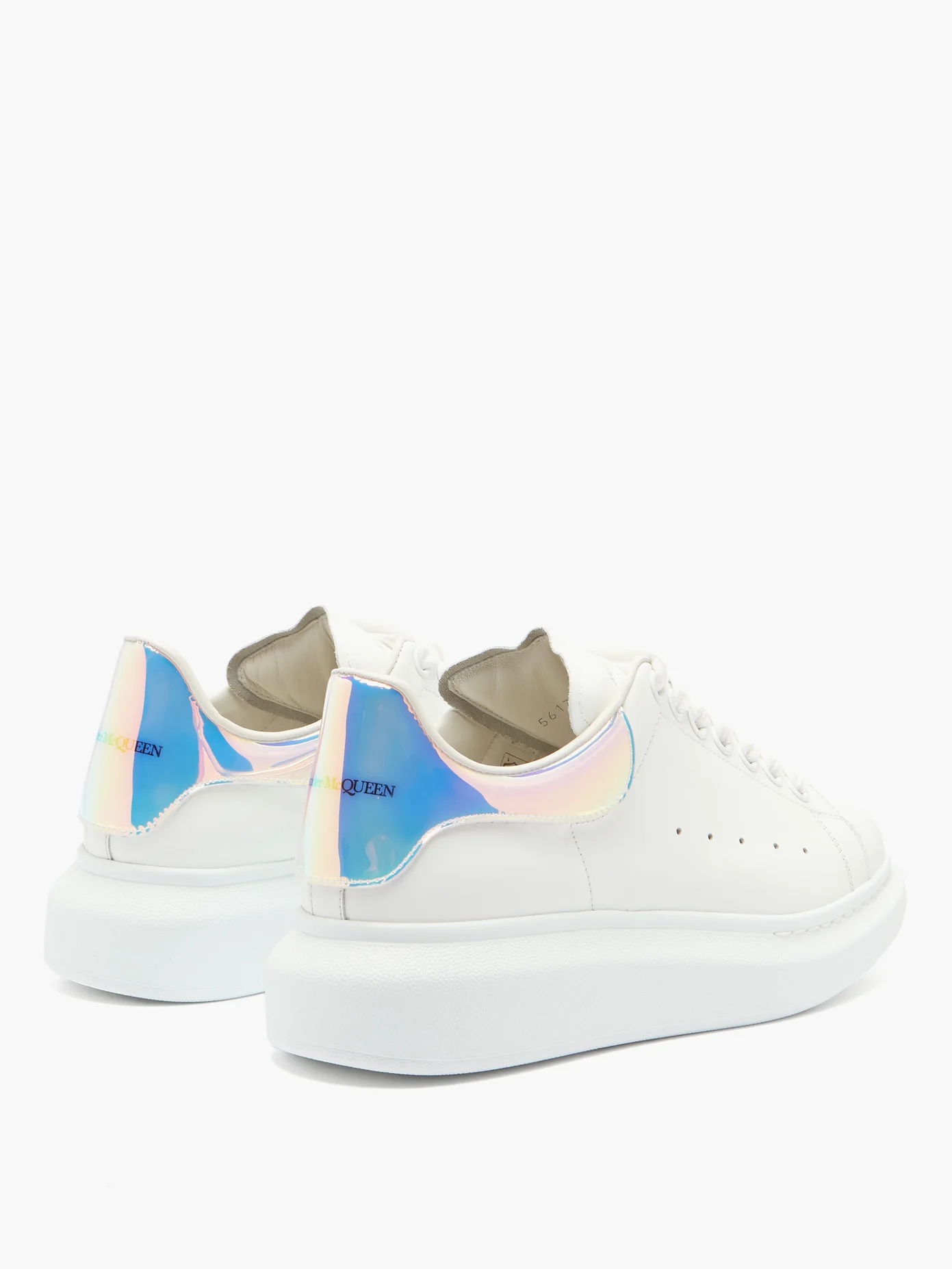 Oversized holographic-heel leather trainers - 4