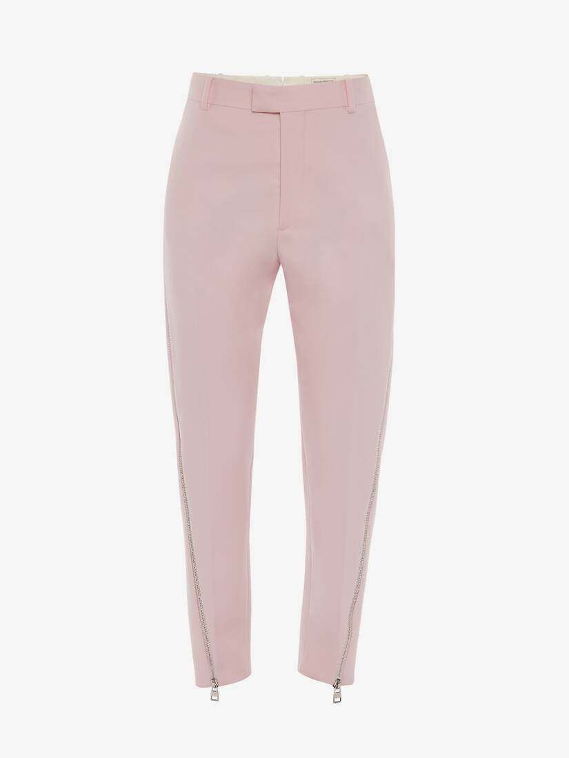 Zip Detail Trousers in Ice Pink - 1