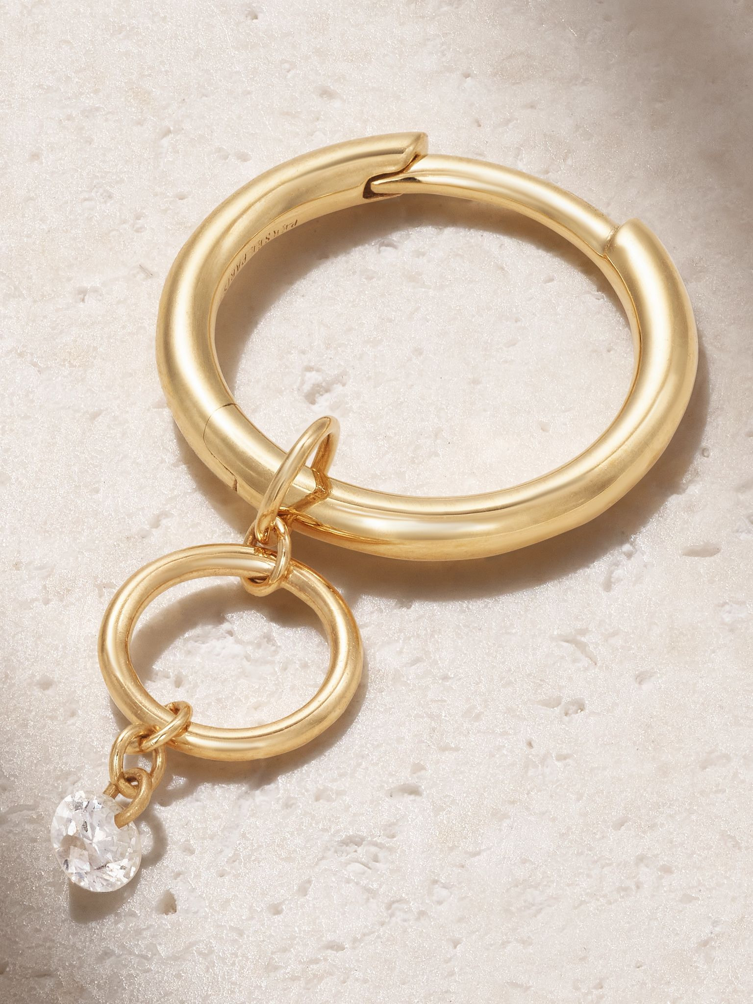 Circles 18-karat gold diamond single hoop earring Gold - 3