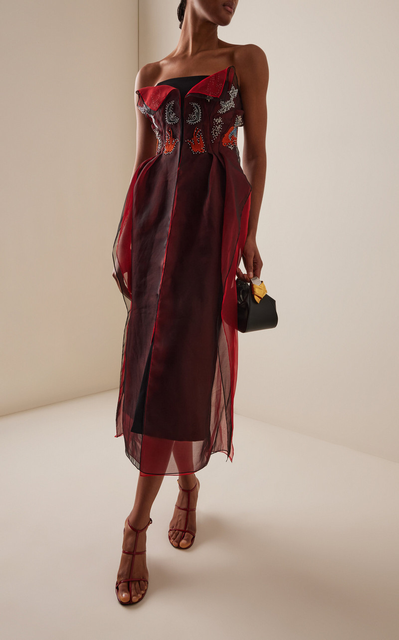 MATICEVSKI Dragonfly Beaded Silk-Organza Midi Dress multi outlook