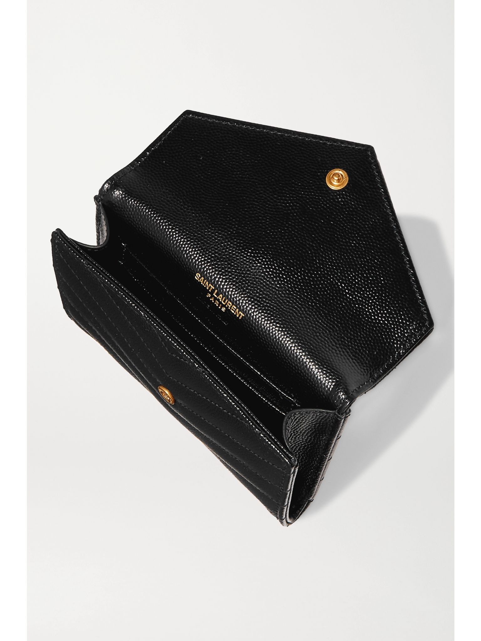 Monogramme Envelope quilted textured-leather wallet Black - 5