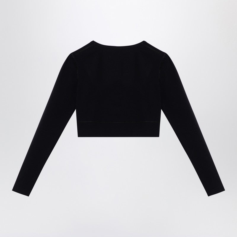 BLACK ACTIVEWEAR TOP IN MATT NYLON BLEND - 2