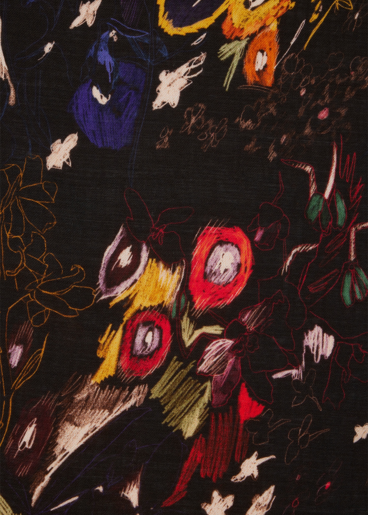 Black 'Sketchbook Botanical' Scarf - 4