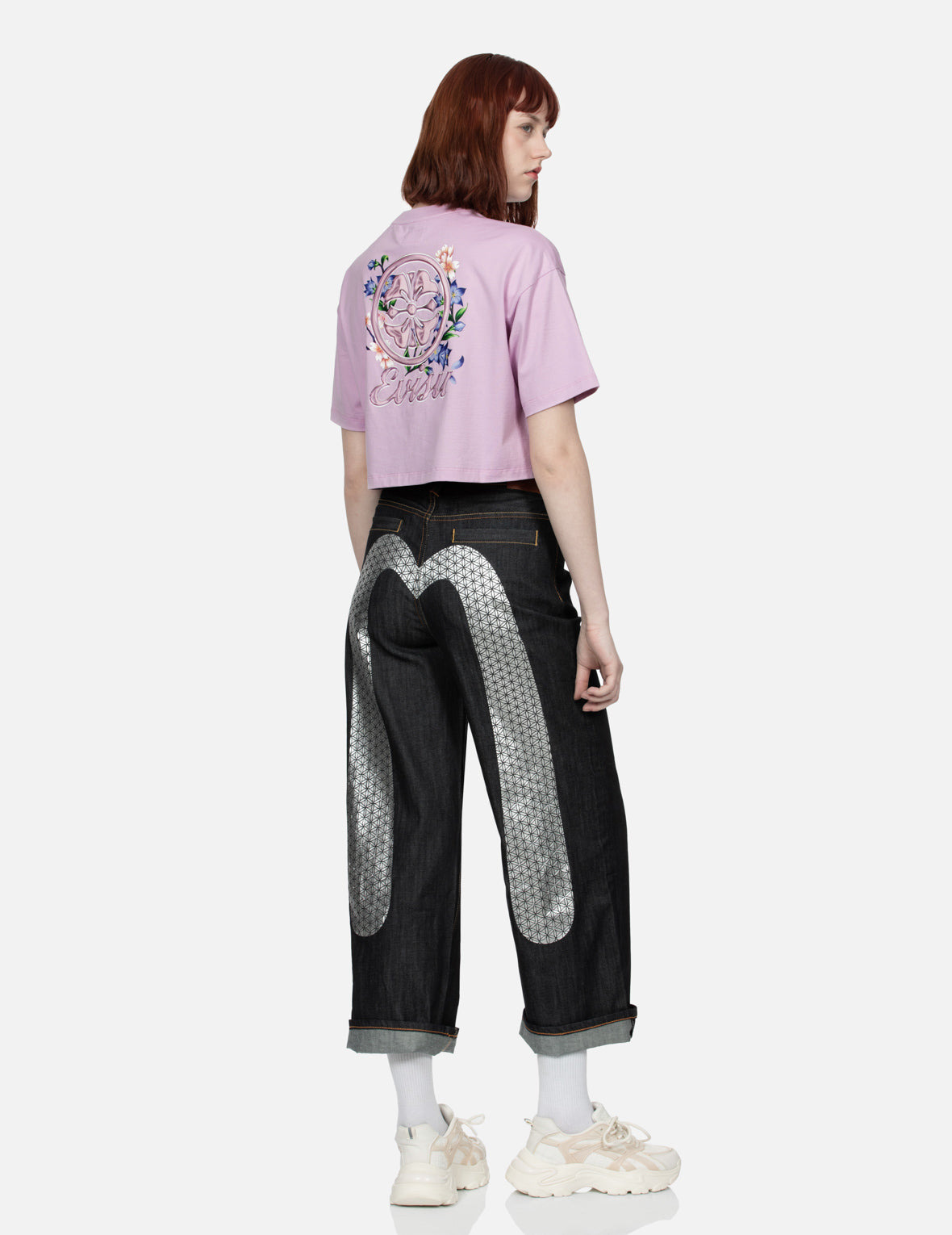 KAMON AND WISTERIA PRINT CROPPED T-SHIRT - 3