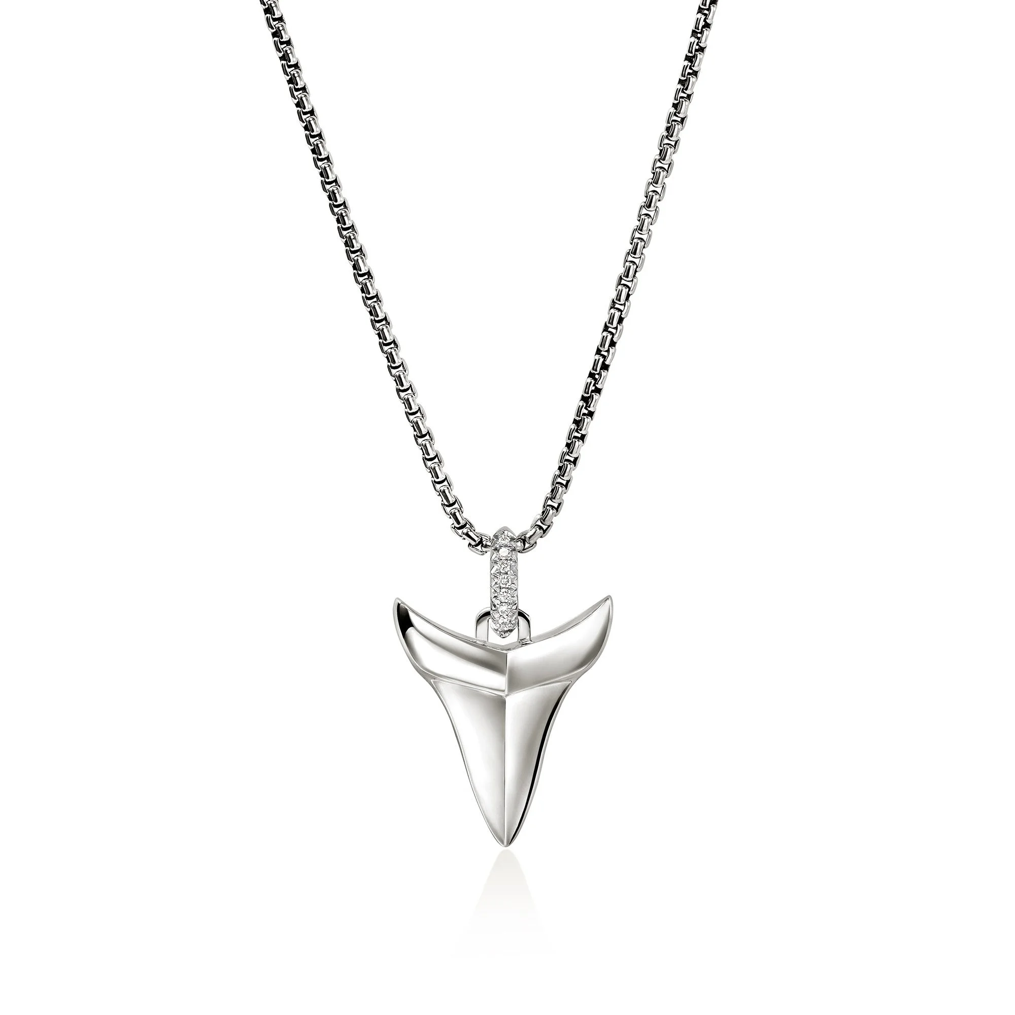 Shark Tooth Talisman Necklace, Sterling Silver, Diamonds - 1