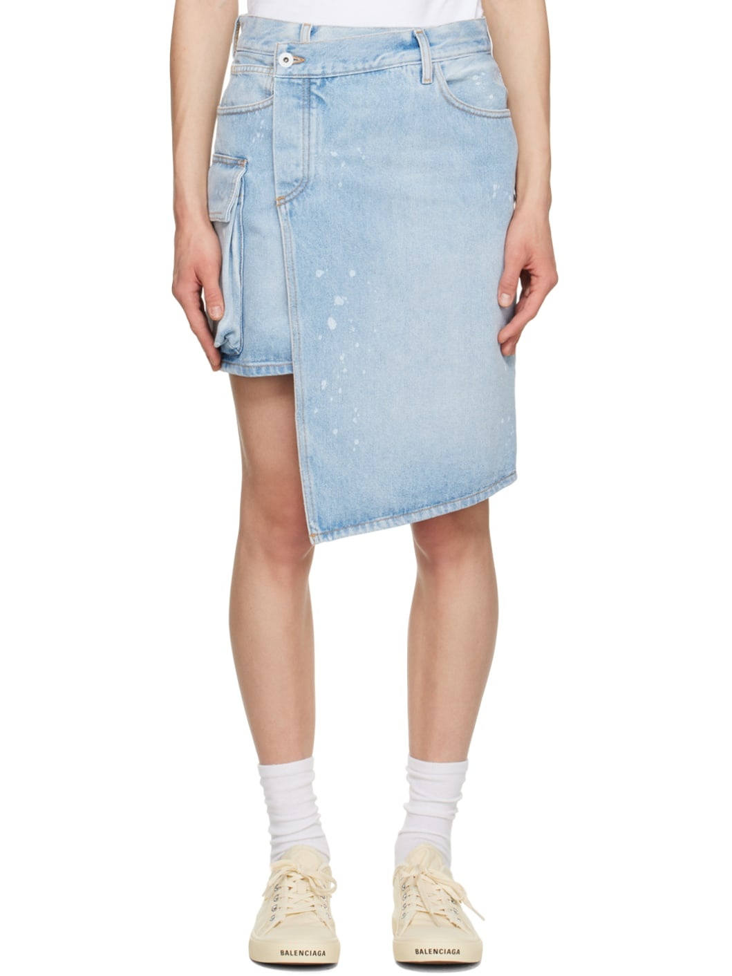 Blue Toybox Painted Denim Miniskirt - 1