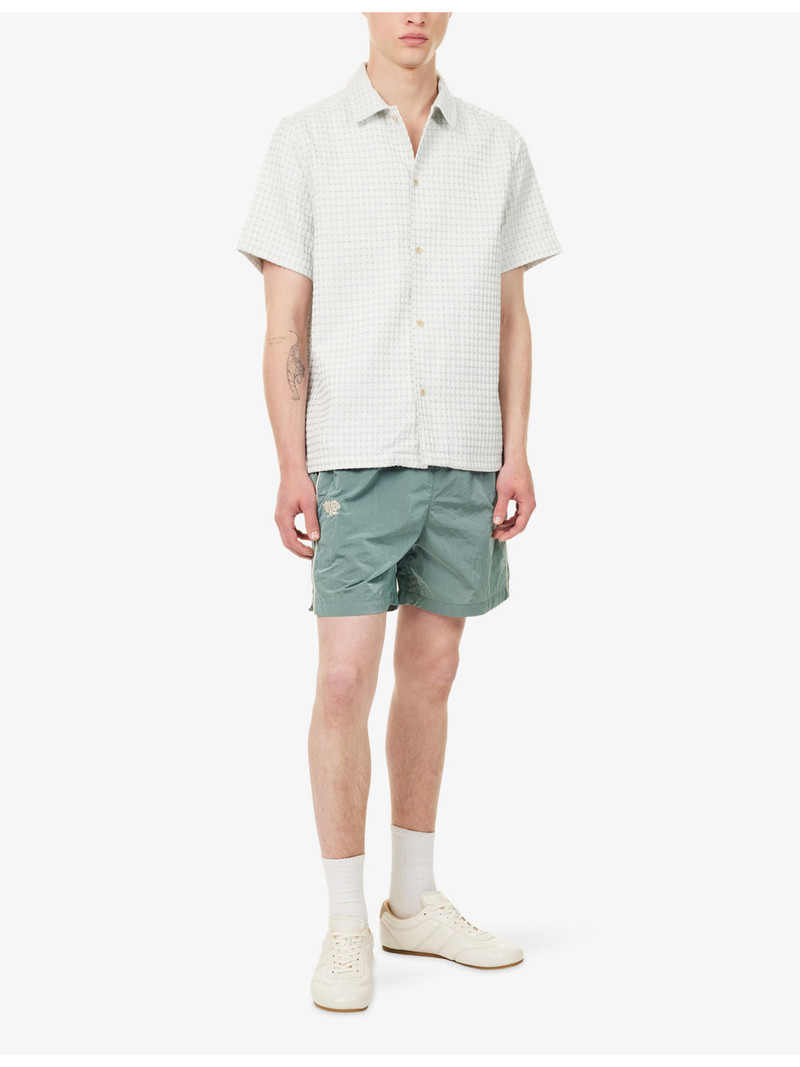Les Deux Logo-Embroidered Shiny Crisp Woven Shorts outlook
