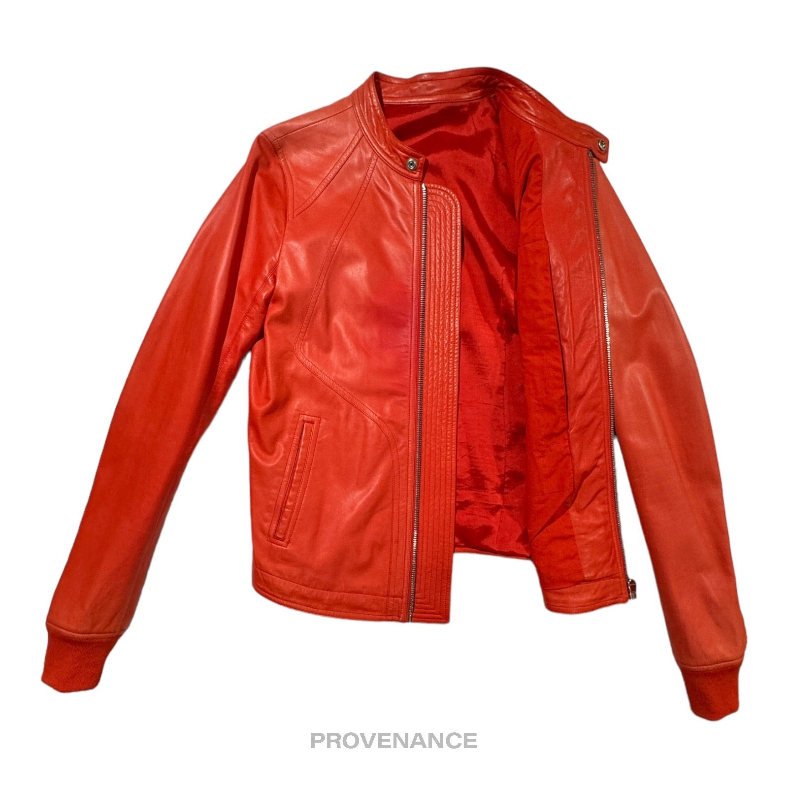 Rick Owens Walrus Intarsia Leather Jacket - 50 Red - 2