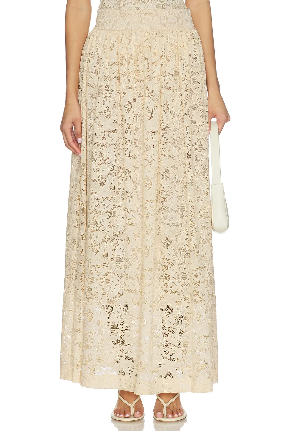 Lace Gathered Maxi Skirt - 1