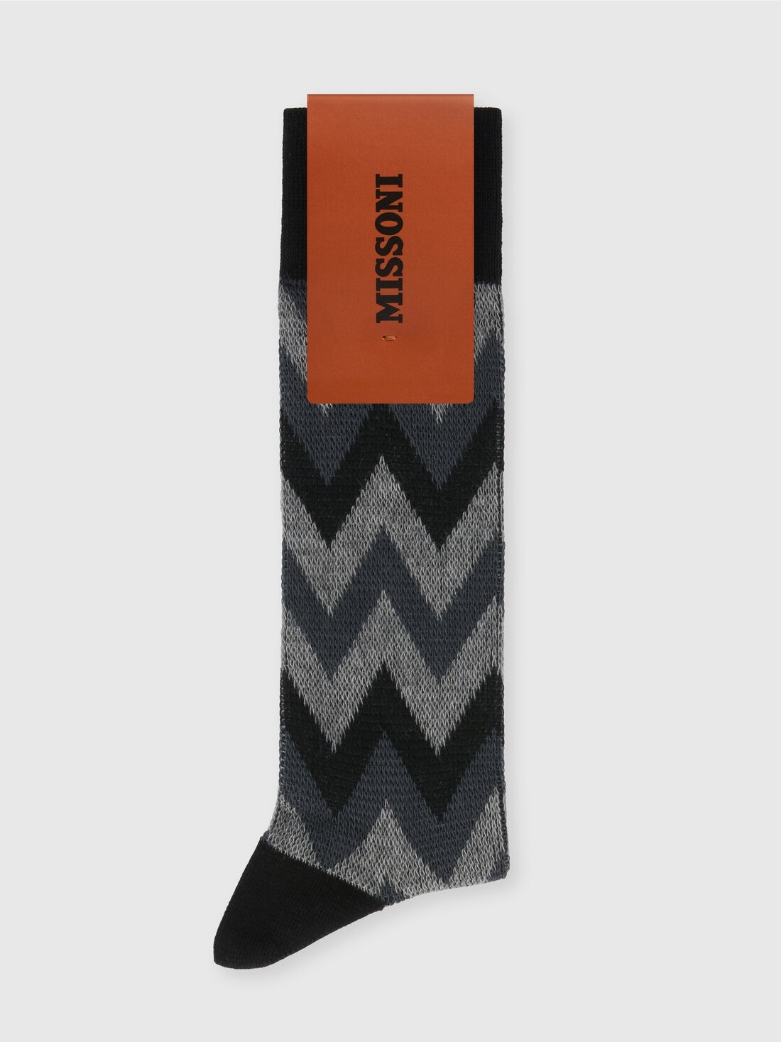 Zig zag cotton blend socks with logo lettering - 2