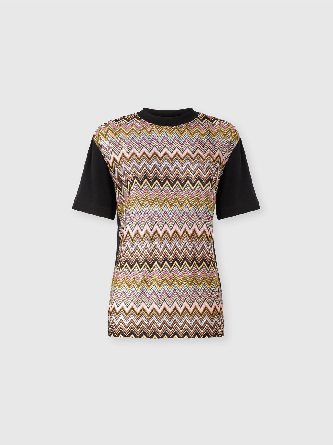 Cotton jersey T-shirt with chevron inserts - 1