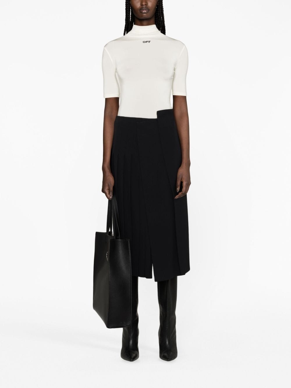 logo-print mock-neck top - 2