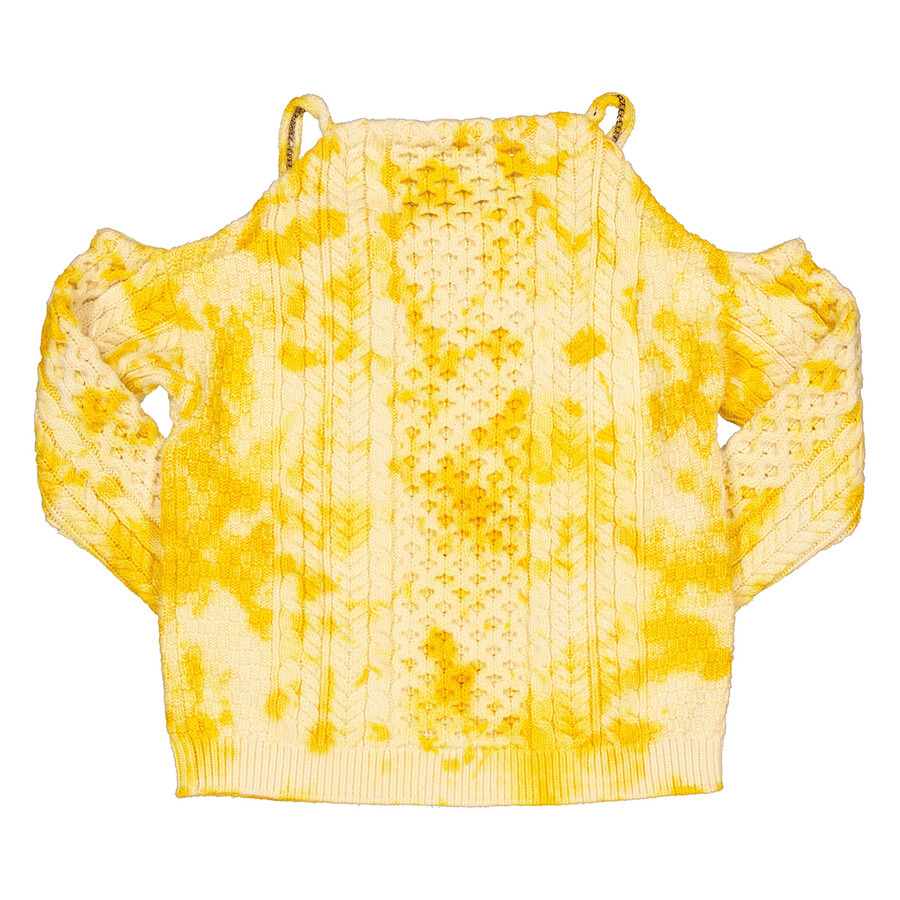 JW Anderson Ladies Yellow Cold Shoulder Cable Jumper - 6