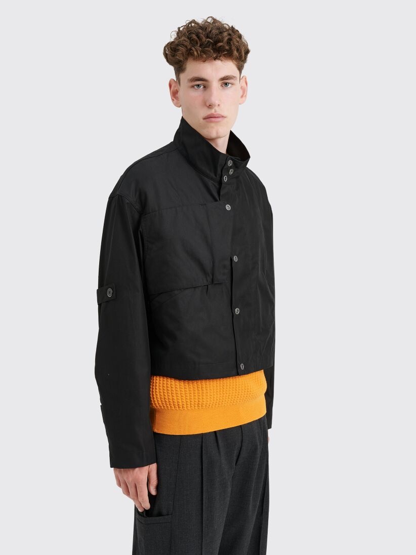 Kiko Kostadinov KIKO KOSTADINOV MENO CROPPED JACKET TECHNO TWILL CROW BLACK  | tresbien | REVERSIBLE