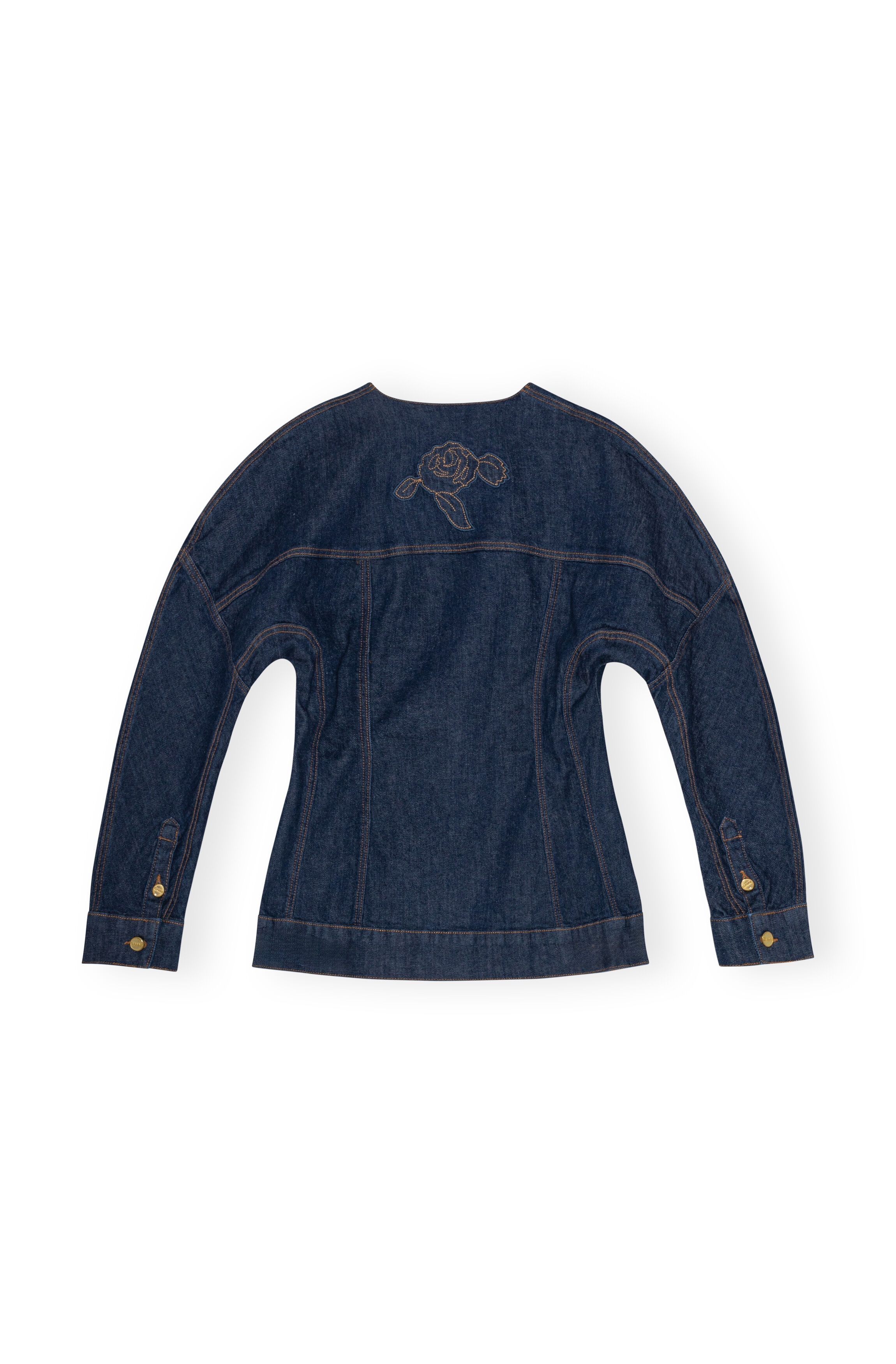 DENIM SHAPED SLEEVE ROSE BLAZER - 6