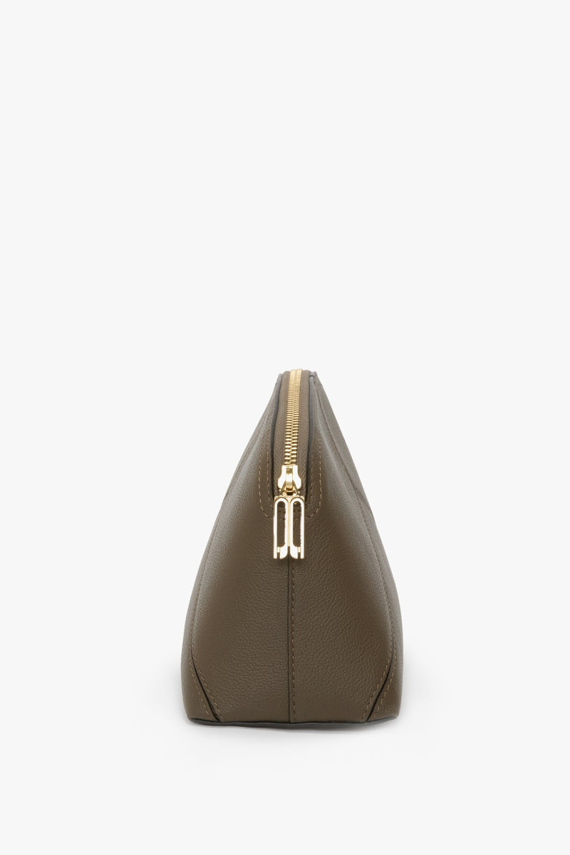 Victoria Large Pouch In Khaki Soft Grained Leather 3