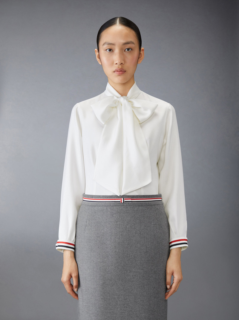 Thom Browne Silk Twill Bow Collar Blouse outlook