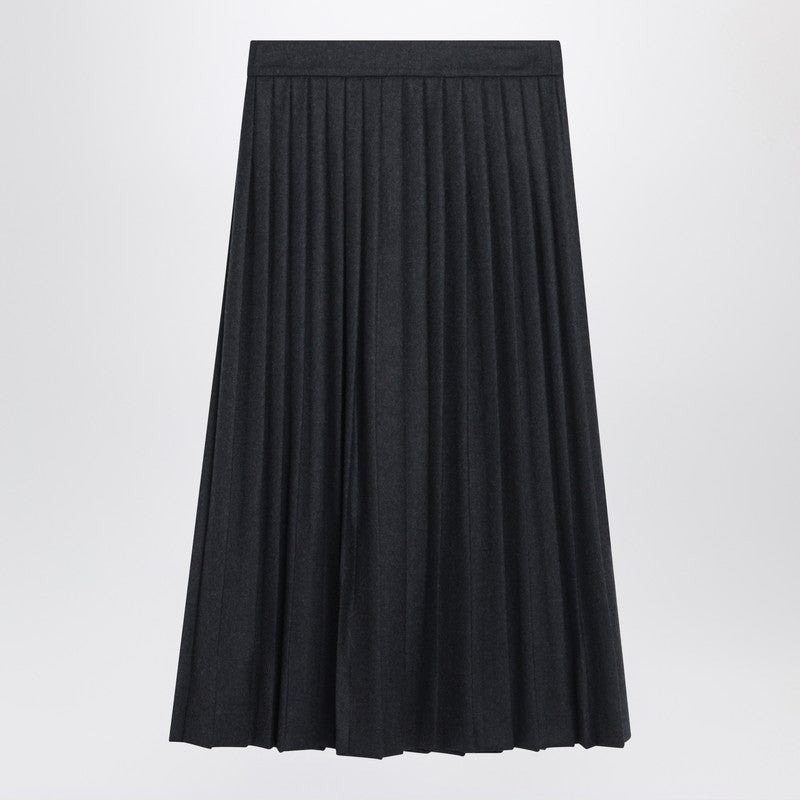Prada Grey Pleated Wool Skirt Women - 2