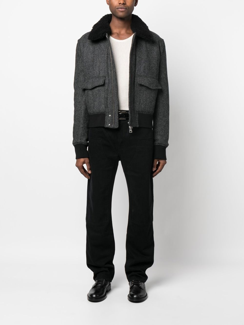 shearling-trimmed pilot jacket - 2