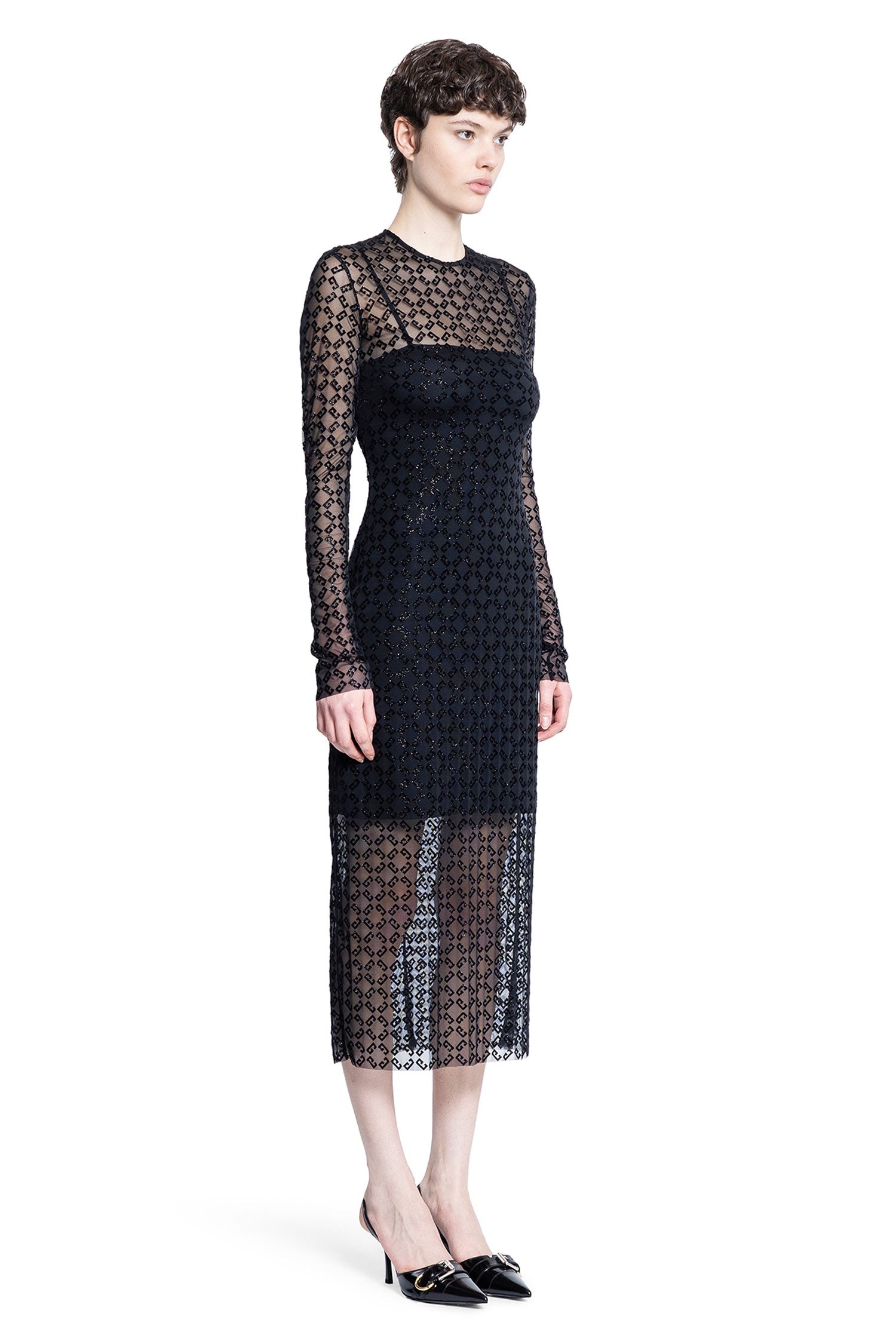 ワンピース Givenchy Monogram 72 Tulle Sheath Dress Givenchy Shiny-Monogram-Tulle-Dress | antonioli | REVERSIBLE