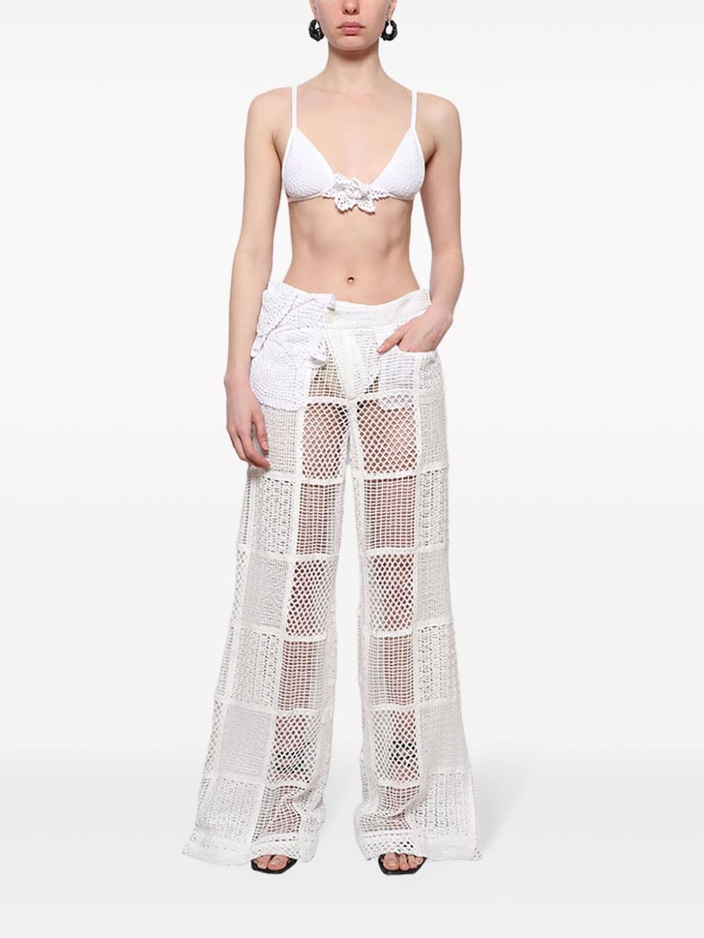 floral-appliquÃ© boyfriend trousers - 2