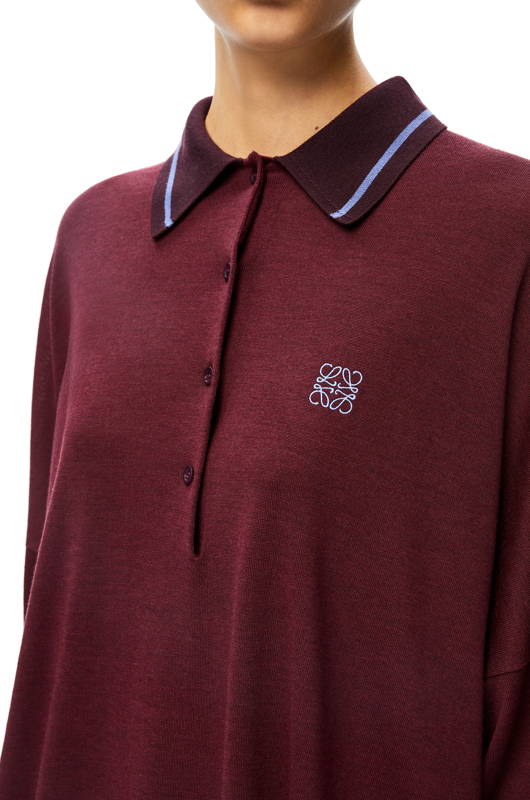 Anagram embroidered polo sweater in wool - 5