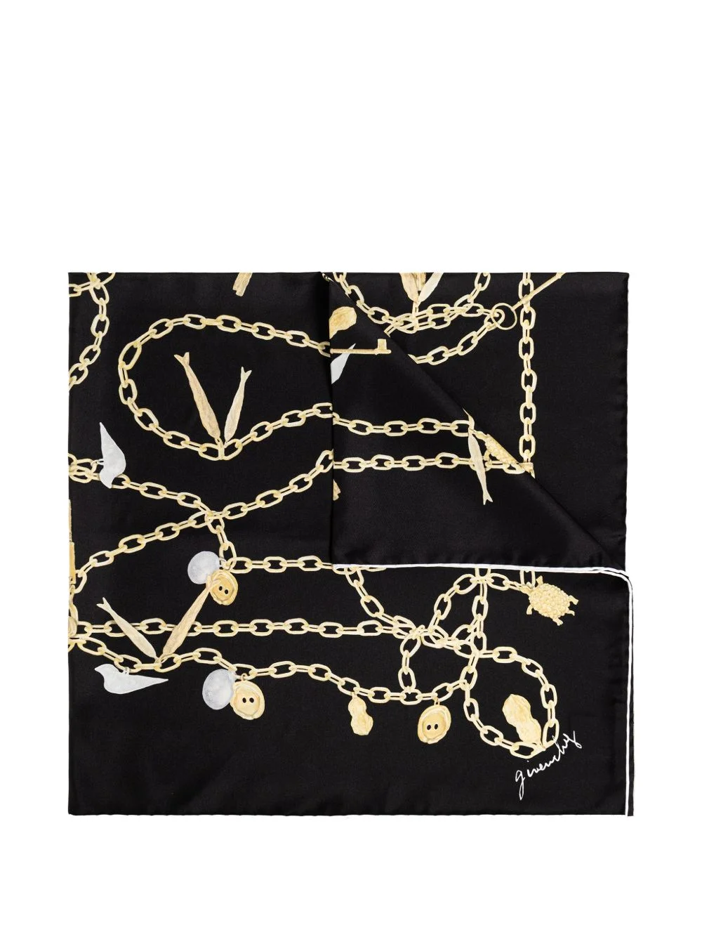 chain-motif silk scarf - 1
