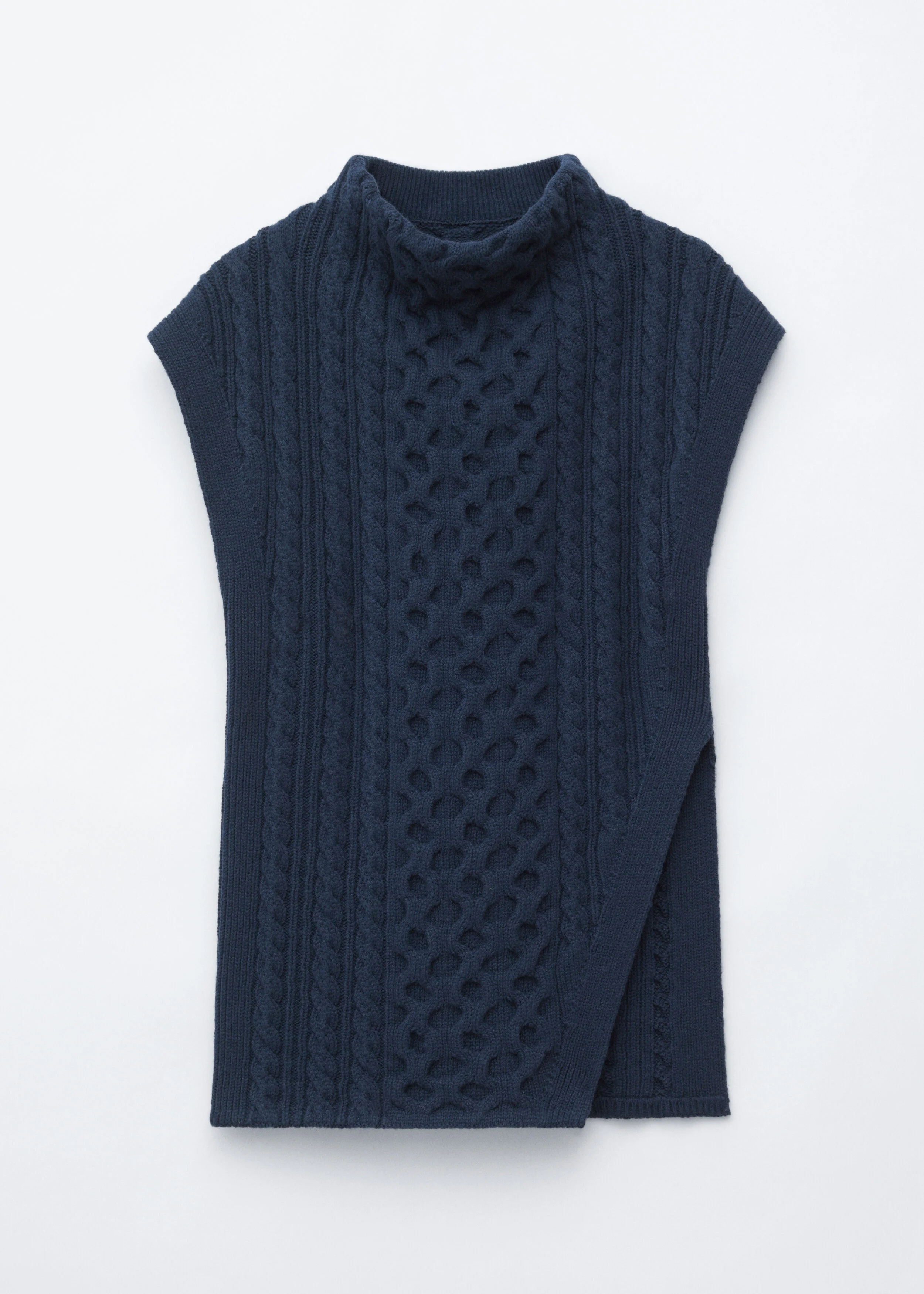 Cable-Knit Mock Neck Vest - 1