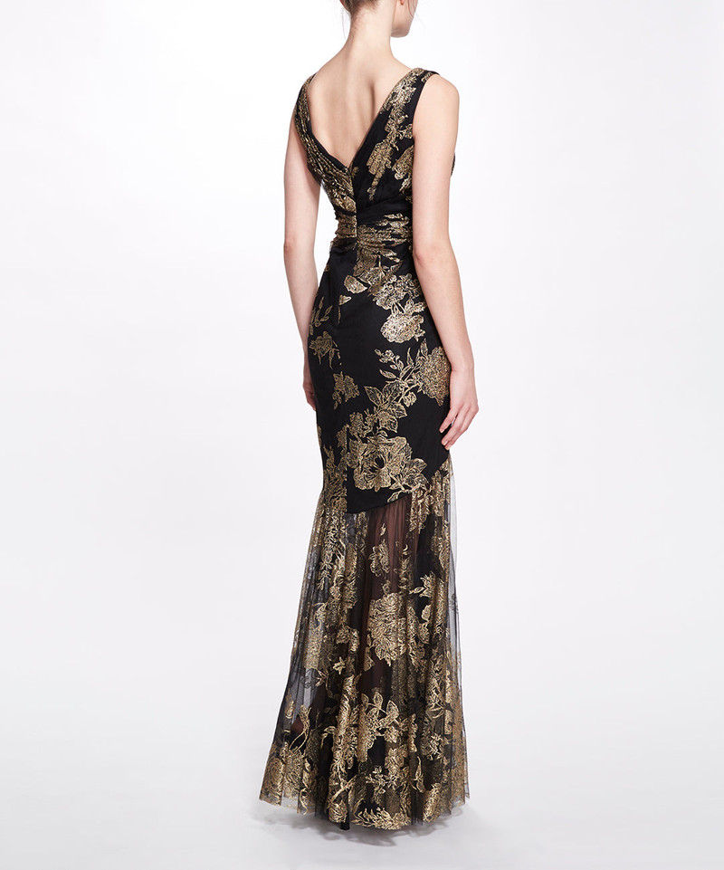 V-NECK RUCHED GOWN 3