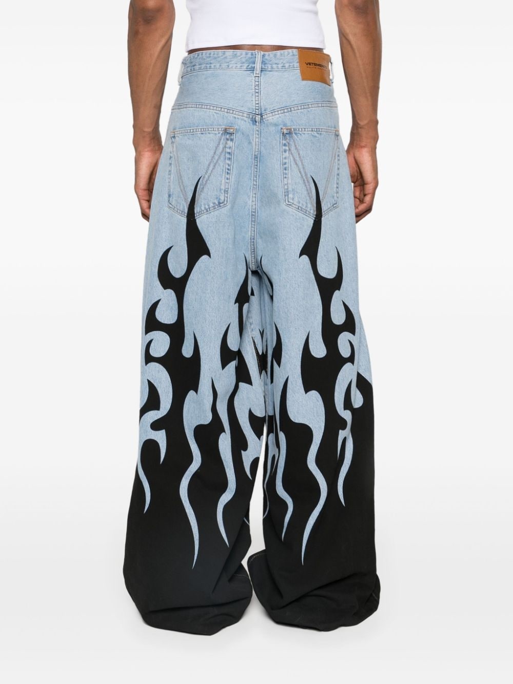 flame-print wide-leg jeans - 5