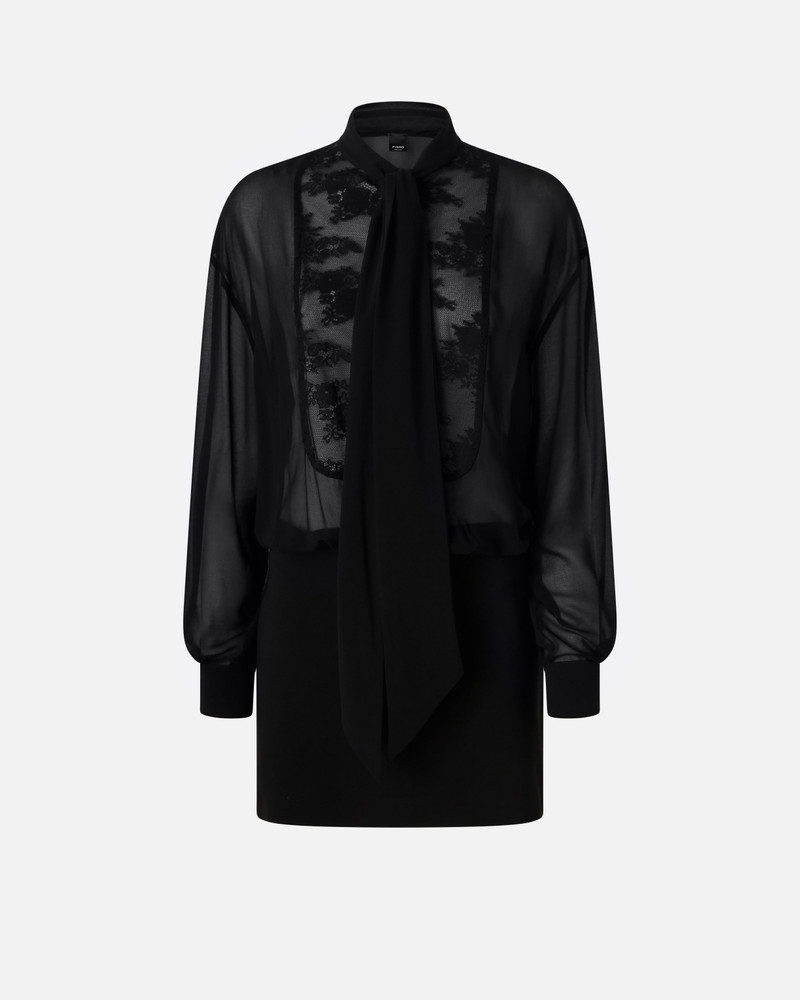 MINI DRESS WITH SHEER SHIRT AND LACE 1
