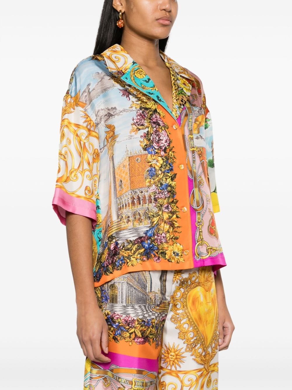graphic-print silk shirt - 3