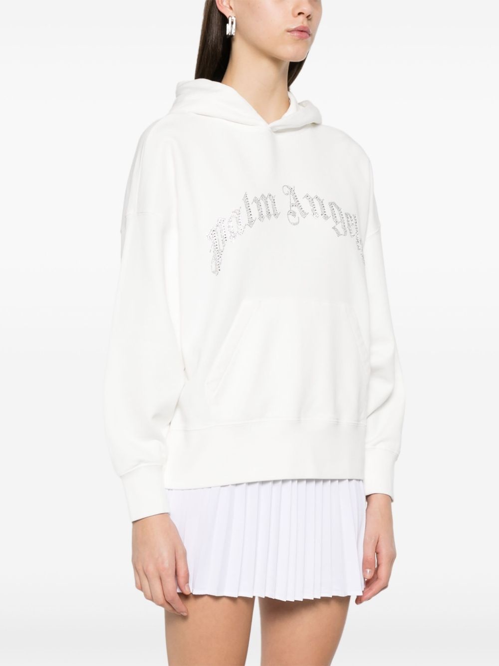 crystal-embellished logo hoodie - 3