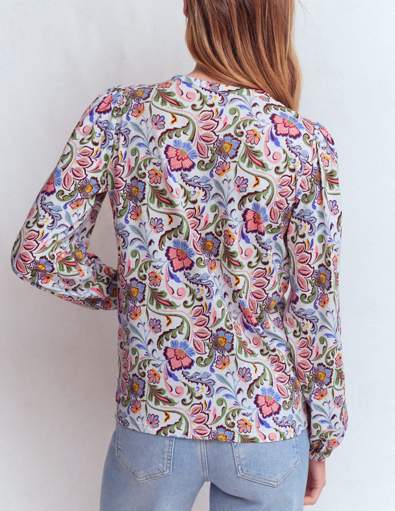 Mya Smocked Jersey Shirt-Multi, Flourishing Meadow 4