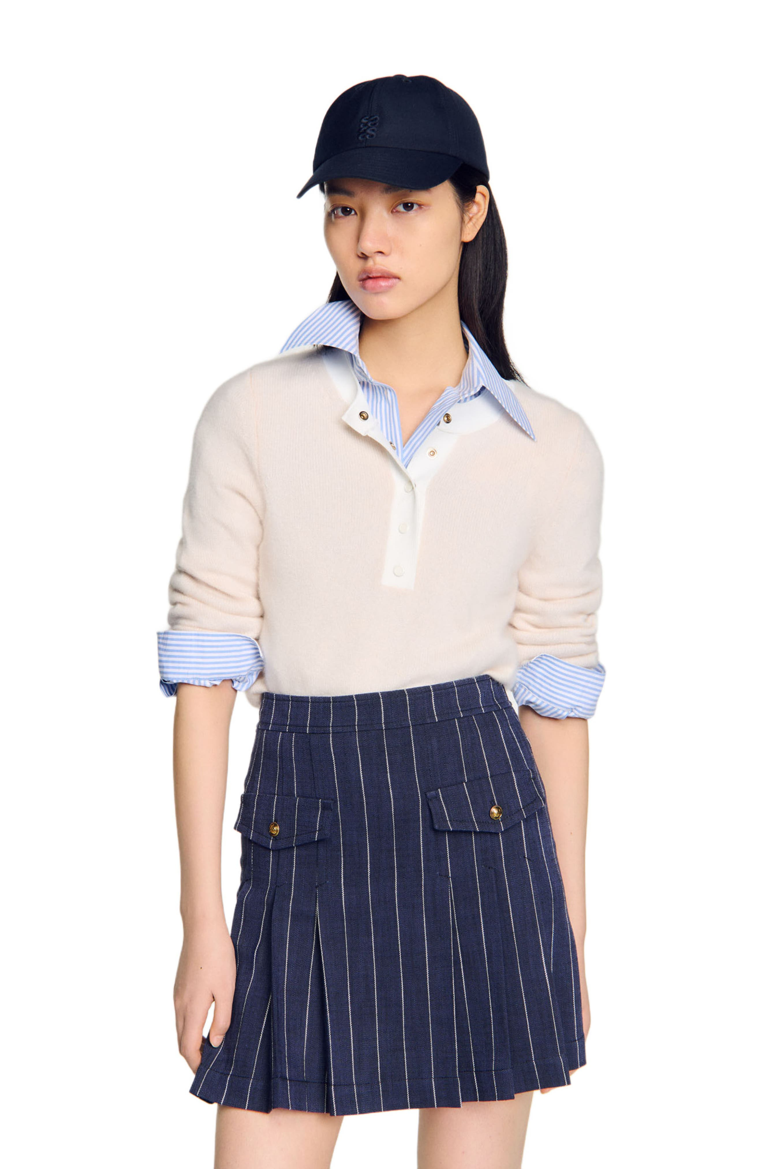 SANDRO Wool and cashmere sweater in Nude at Nordstrom - 3
