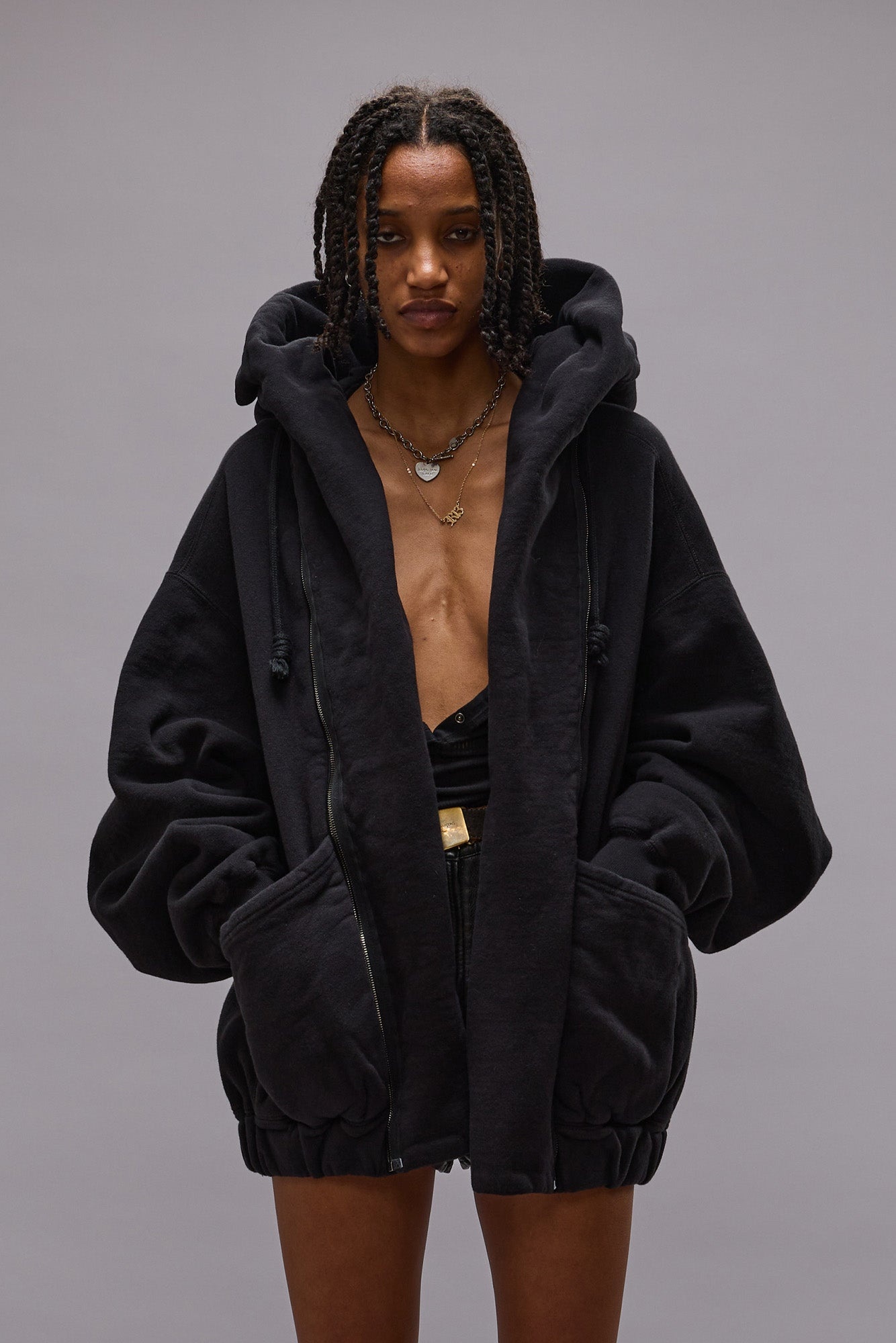 LILLIAN OVERSIZED SWEAT PARKA - BLACK FLEECE -R13 - 4